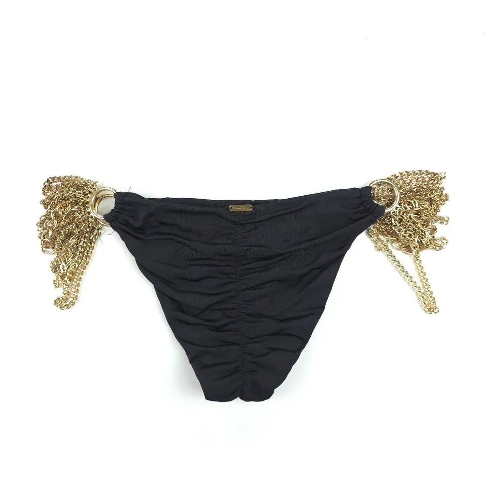 BEACH BUNNY Ball & Chain Triangle Bikini Top Ruched Chain Bottom Set 90s Y2k